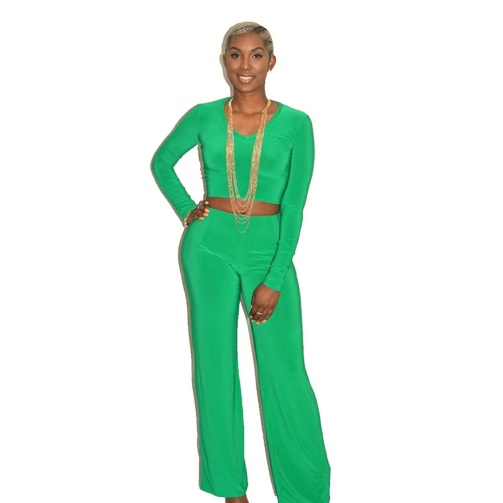 Kelly Green Top and Pants Set